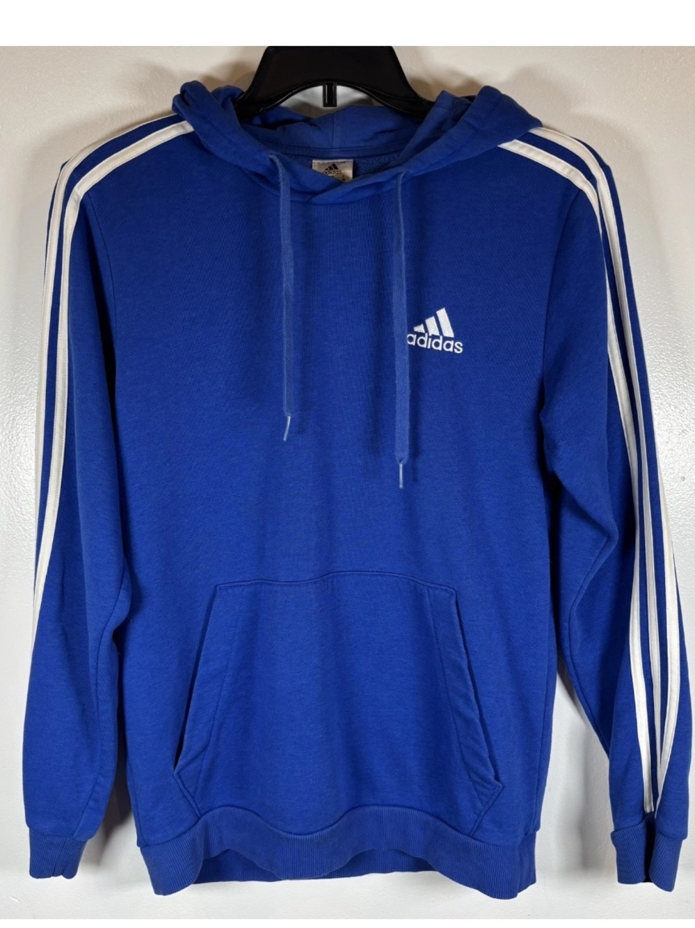 Adidas Pullover Hoodie Sweatshirt Men’s M Royal Blue 3 Stripes Essentials Fleece